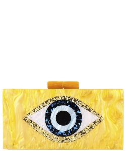 Fashion Hard Case Eye Clutch Bag HBG-104507 YELLOW